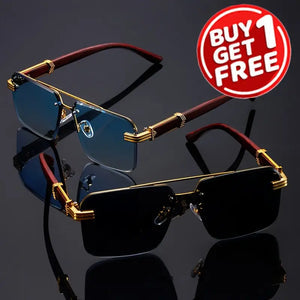 ✨ Frameless Fashion Duo – Lightweight Glasses with Nature-Inspired Temples for Him & Her
