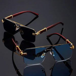 ✨ Frameless Fashion Duo – Lightweight Glasses with Nature-Inspired Temples for Him & Her